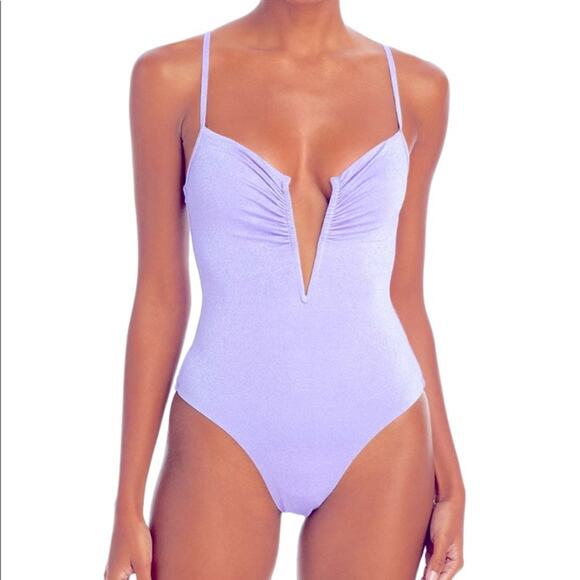 L*space Roxanne Bitsy Shimmer Amethyst One piece Swimsuit size 4 - Picture 1 of 4